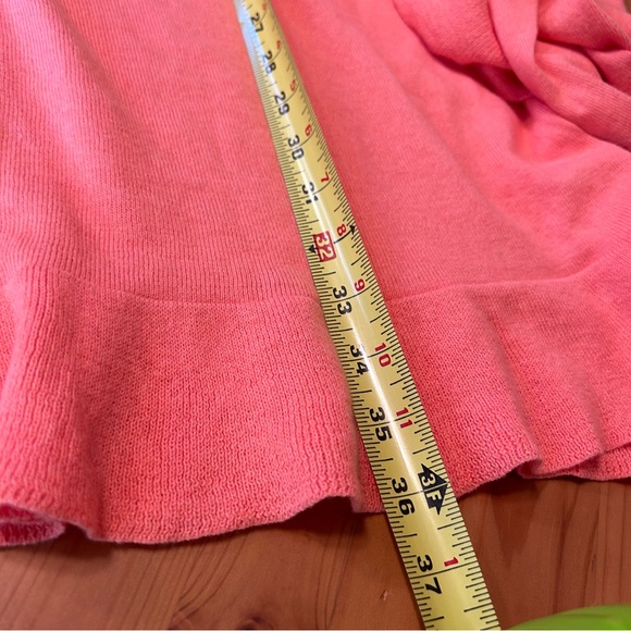 Garnet Hill Longline Cardigan Open Waterfall Drape Front Belt Ruffles Peach Sz S - Picture 10 of 11